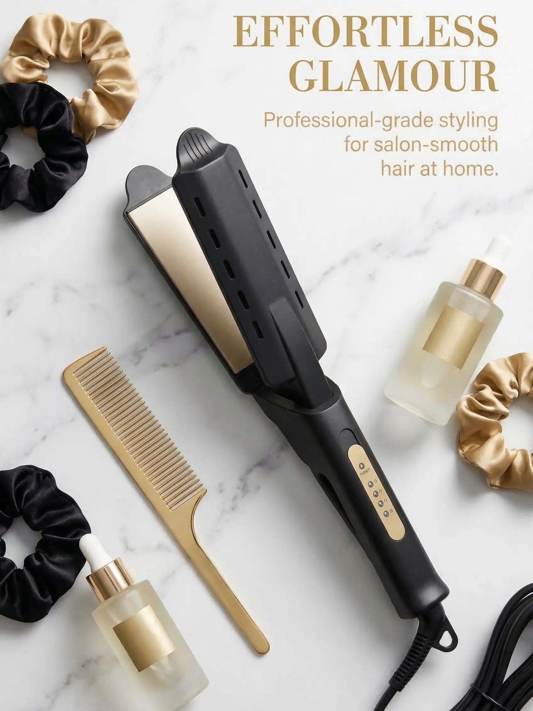 2 in 1 Hair Straightener Curler, Ceramic Flat Iron with Adjustable Temp, Fast Heat Up, Dual Voltage, Anti-Scald Hair Styling Tool for Home & Travel